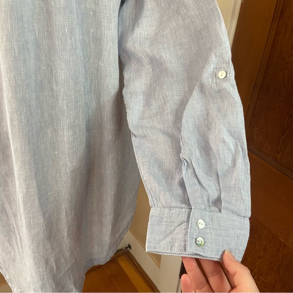 3/$20 Christian Siriano New York designer 100% linen v neck long sleeve top - Picture 9 of 11